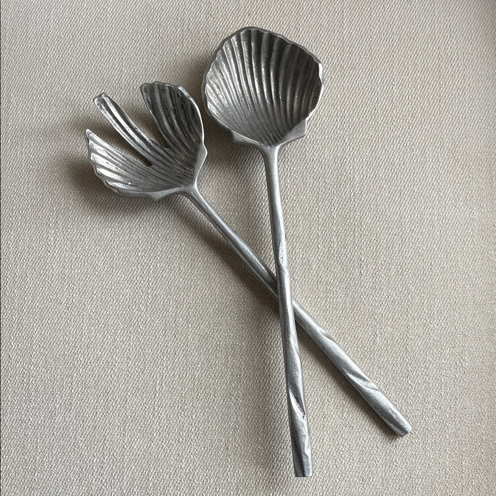 Vintage Pewter-Style Salad Hands | Cast Metal Salad Claws | 2-Piece Set
